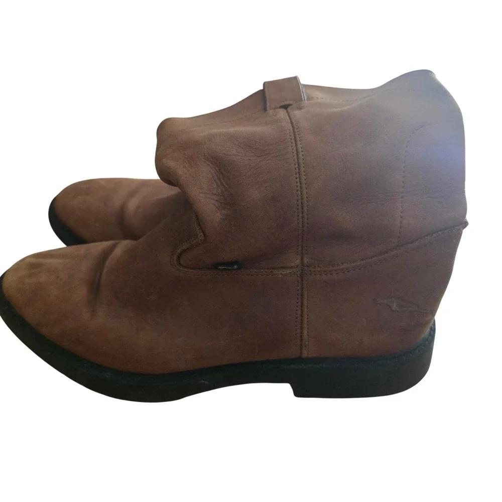 Justin‎ Brands Brown Leather Roper Boots Kids Size 5.5D 4782Y Western Pull On